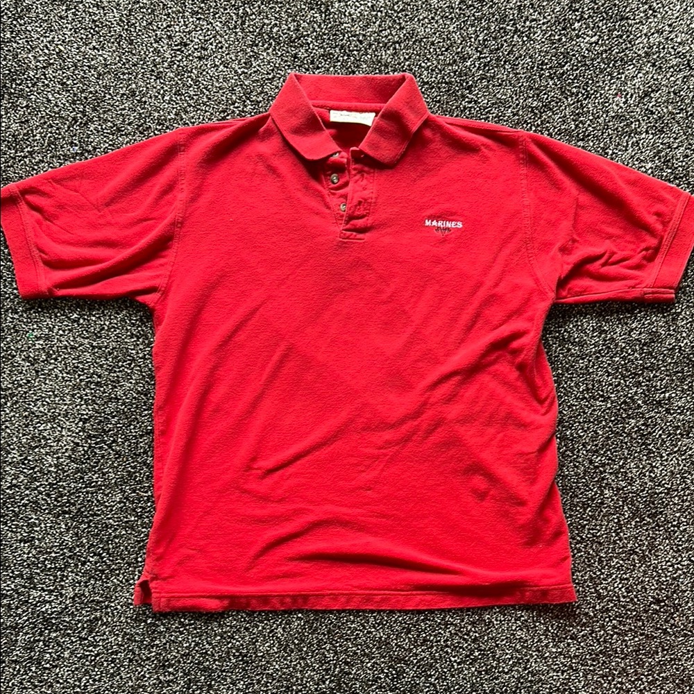 Vintage USMC Marines Red Polo Shirt by Oarsman | Rugged 90s Military Style